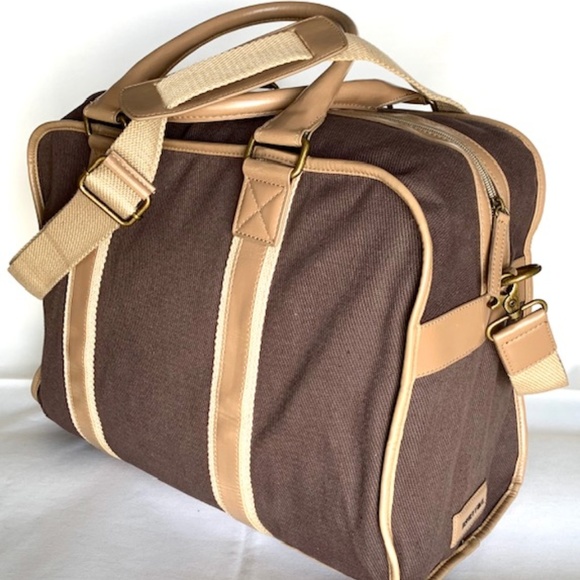 BENETTON MENS' WEEKENDER BROWN CANVAS DUFFLE BAG - Picture 1 of 5